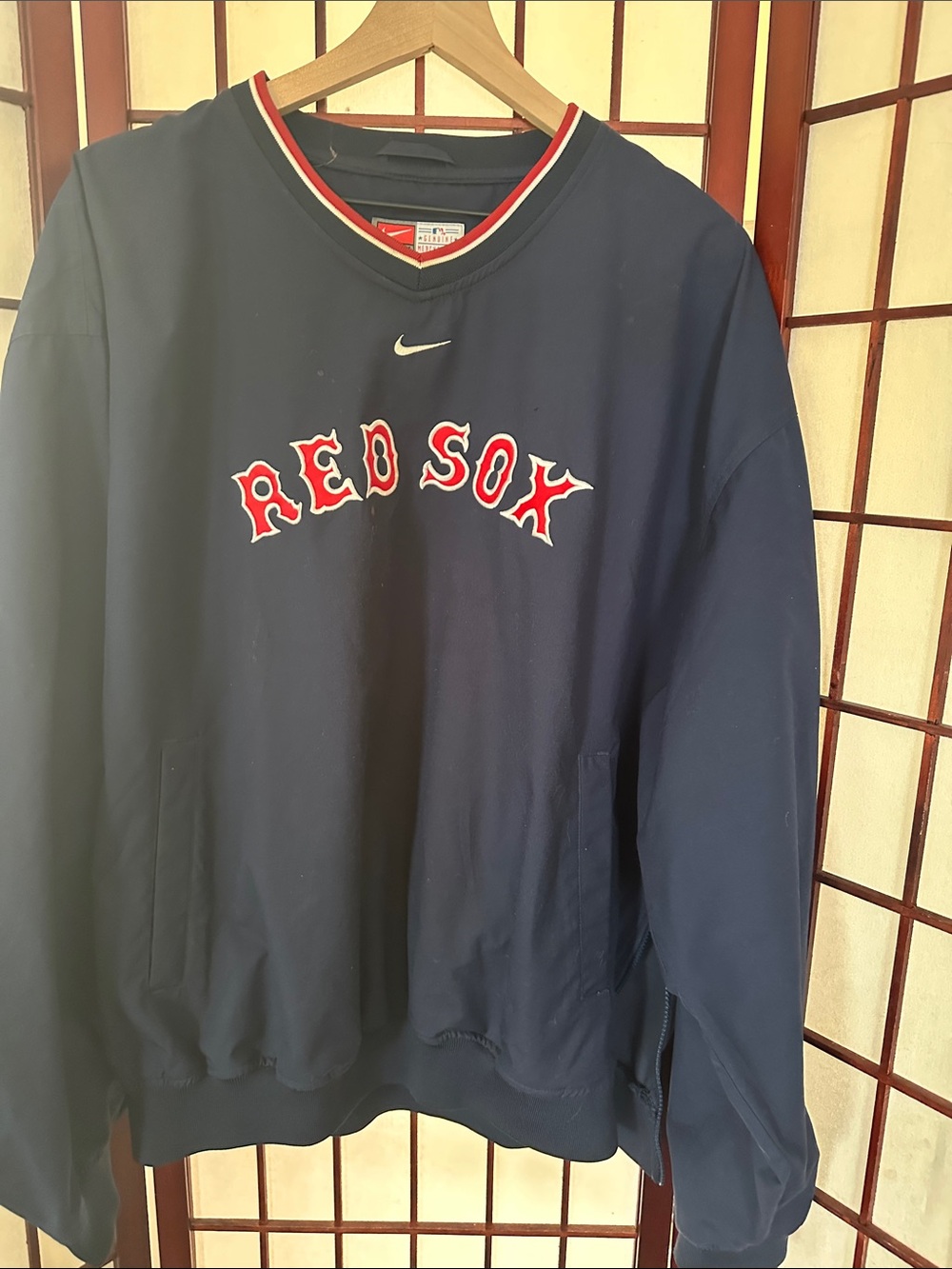 Genuine Merchandise Navy Pullover Windbreaker with Red & White Red Sox Logo